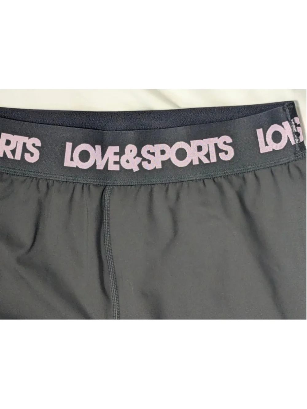 Love & Sports Black Cropped Leggings Mesh Panel Athletic Medium - Picture 5 of 6